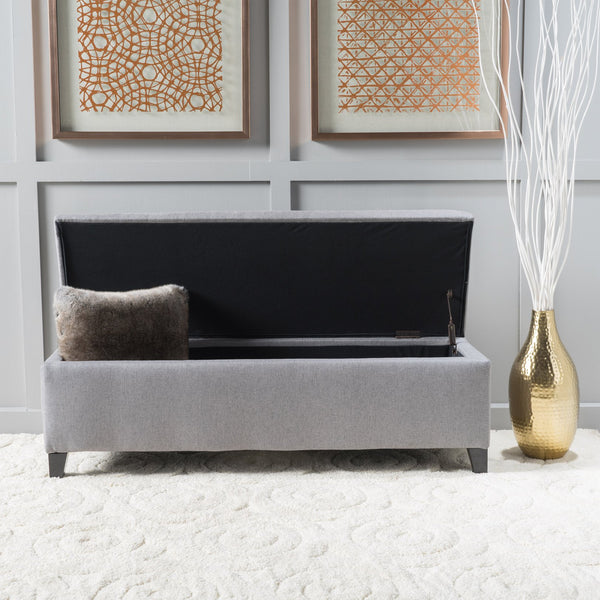 English Elm Ottoman Bench Seat with Lift Top Hidden Storage Polyester Upholstered Entryway Piece Grey 60159.00GRY
