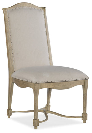 Hooker Furniture Ciao Ciao Bella Upholstered Side Chair With Tuscan Gray-White Fabric, Nailhead Trim, Distressed Finish 5805-75310-85