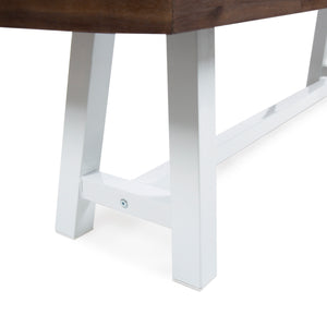 English Elm Dark Acacia Slatted Dining Bench Handcrafted with Iron Frame for Farmhouse Spaces Brown White 54562.00SBRN
