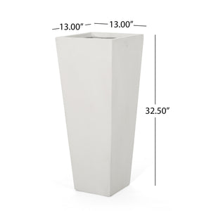 English Elm Ella Handcrafted Cast Stone Outdoor Planter Tapered Architectural Design for Patio 69576.00WHI