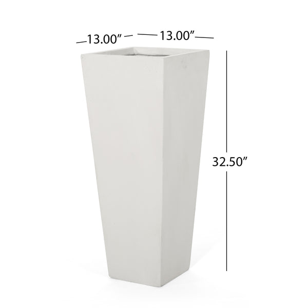 English Elm Ella Handcrafted Cast Stone Outdoor Planter Tapered Architectural Design for Patio 69576.00WHI