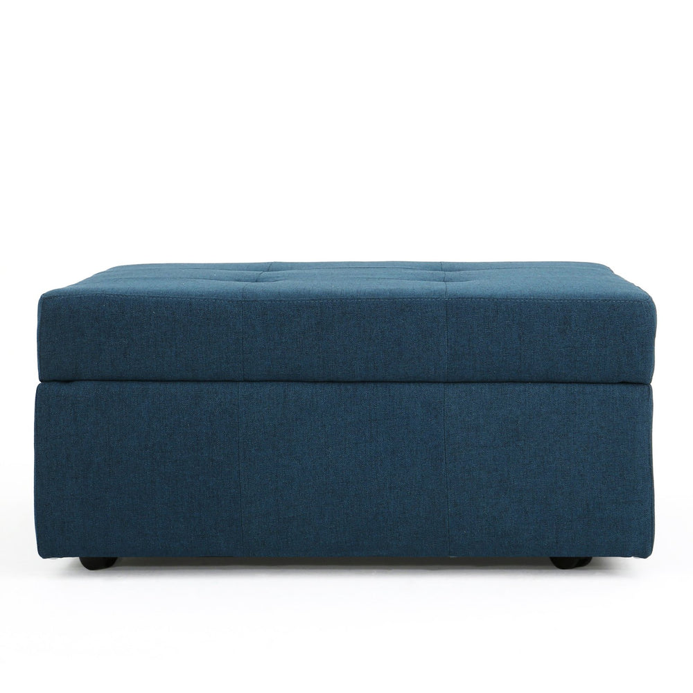 English Elm Larkin Tufted Storage Ottoman with Rolling Casters for Modern Living Rooms 53068.00NBL