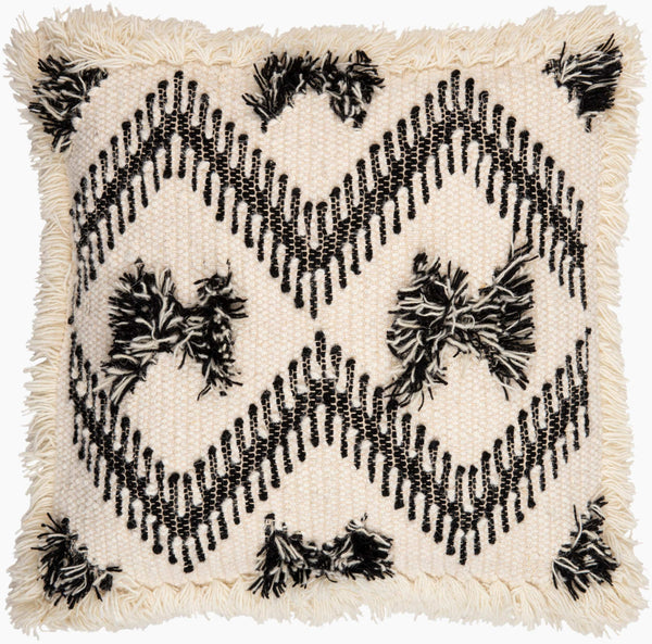 Surya Zelah Hand-woven 20"L X 20"W Accent Pillow - Exotic Cotton & Wool Design For Global Chic Décor Cream Wool,Cotton,Cotton Zla001-2020
