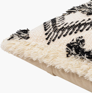 Surya Zelah Hand-woven 20"L X 20"W Accent Pillow - Exotic Cotton & Wool Design For Global Chic Décor Cream Wool,Cotton,Cotton Zla001-2020