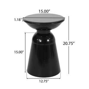 English Elm Outdoor Powder-coated Iron Pedestal Side Table for Patio and Lounge Spaces Black 73615.00BLK