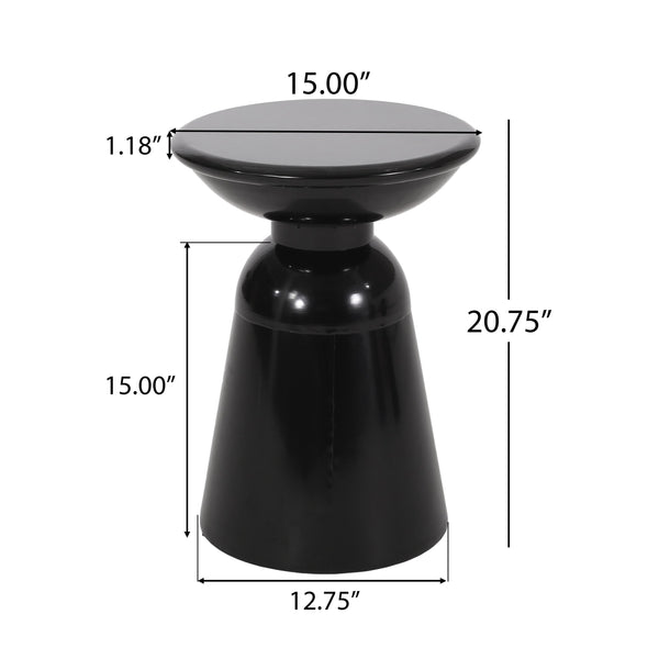 English Elm Outdoor Powder-coated Iron Pedestal Side Table for Patio and Lounge Spaces Black 73615.00BLK