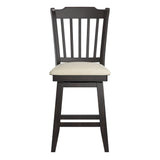 Homelegance By Top-Line Juliette Slat Back Counter Height Wood Swivel Chair Black Rubberwood