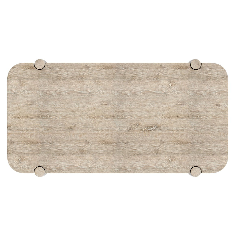 Bernhardt Bernhardt Antibes Roz Rustic Oak Cocktail Table With Sculptural Tapered Legs, Lower Shelf & Casters 350013