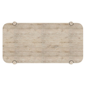 Bernhardt Bernhardt Antibes Roz Rustic Oak Cocktail Table With Sculptural Tapered Legs, Lower Shelf & Casters 350013