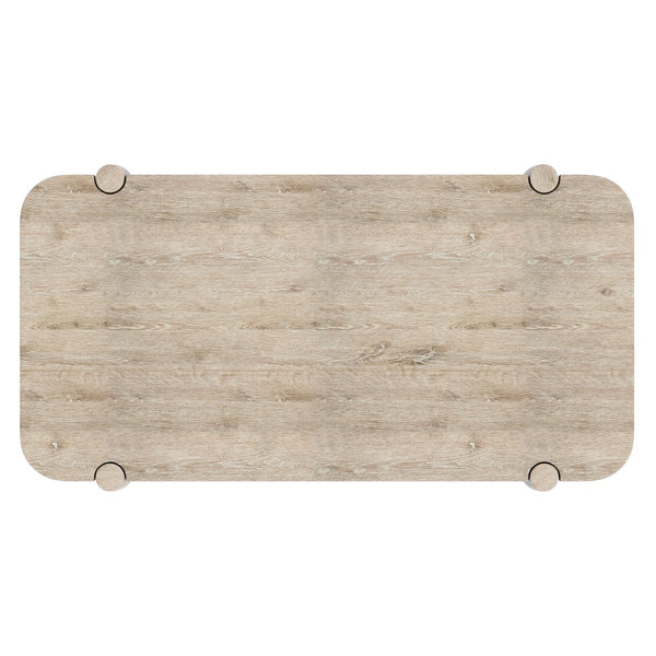 Bernhardt Bernhardt Antibes Roz Rustic Oak Cocktail Table With Sculptural Tapered Legs, Lower Shelf & Casters 350013