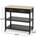 Christopher Knight Home® - Noble House - Neffs Contemporary Kitchen Cart with Wheels