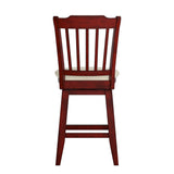 Homelegance By Top-Line Juliette Slat Back Counter Height Wood Swivel Chair Red Rubberwood