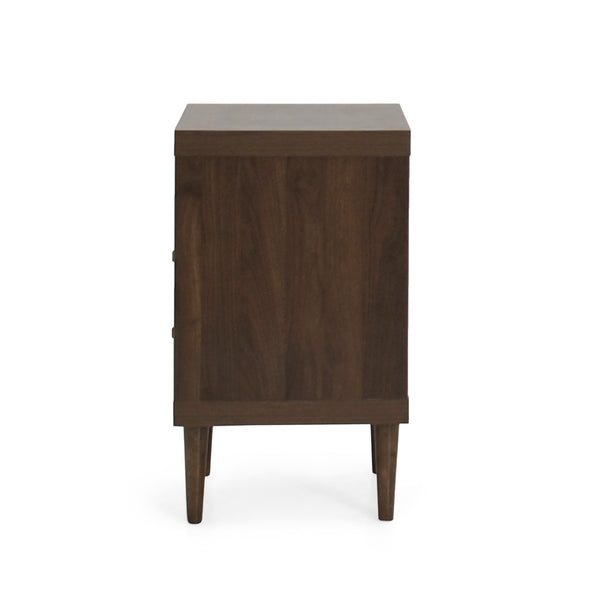 English Elm Christopher Knight Home® - 2-DRAWER Nightstand with Faux Wood Finish and Rubberwood Legs, Compact Storage Nightstand with Knob Handles Walnut 72037.00WALN