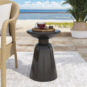 English Elm Outdoor Powder-coated Iron Pedestal Side Table for Patio and Lounge Spaces Black 73615.00BLK