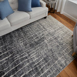 Feizy Rugs Kano Polypropylene/Polyester Machine Made Industrial Rug Black/Gray/Ivory 8'-9" x 8'-9" Round