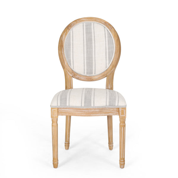 English Elm Christopher Knight Home® - Kd Elegant Upholstered Dining Chairs Set - French Country Style With Round Backrest & Fluted Legs 60352.00GRYLNN