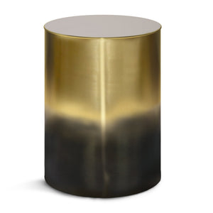 English Elm Curtis - Chic Metal Cylinder Accent Table With Ombre Black To Gold Finish For Modern Living Spaces B136P159001