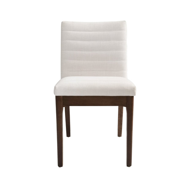 English Elm Upholstered Parsons Dining Chairs Set of 2 Channel Stitch Mid-century Walnut Frame 73471.00LBGE