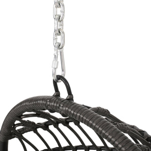 English Elm Christopher Knight Home® - SANSA Outdoor Wicker Hanging Basket Chair with Water‑Resistant Cushions, Iron Frame, Weatherproof Lounge Gray 70429.00GDGRY