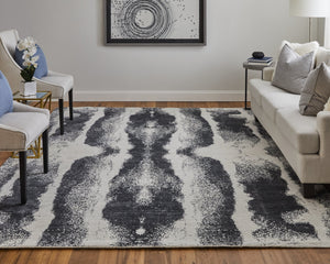 Feizy Rugs Cod8930f Coda Abstract Hand-woven Wool & Viscose Rug - Bold Modern Design With High-low Pile Sheen Finish Black,White Wool,Viscose Cod8930fblkwhtf00