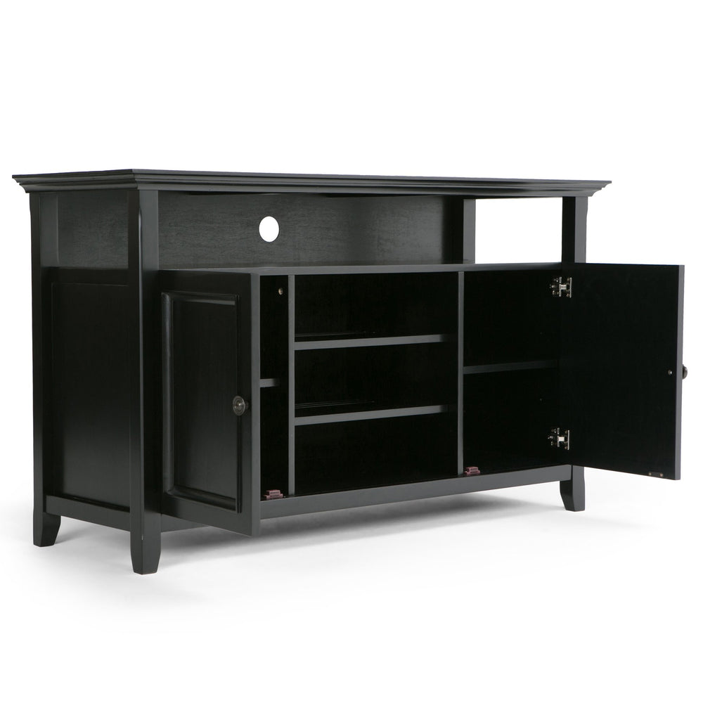 English Elm Amherst 54-Inch Solid Wood Tv Media Stand - Elegant Black Finish With Ample Storage & Classic Design B136P158374