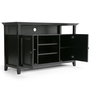 English Elm Amherst 54-Inch Solid Wood Tv Media Stand - Elegant Black Finish With Ample Storage & Classic Design B136P158374