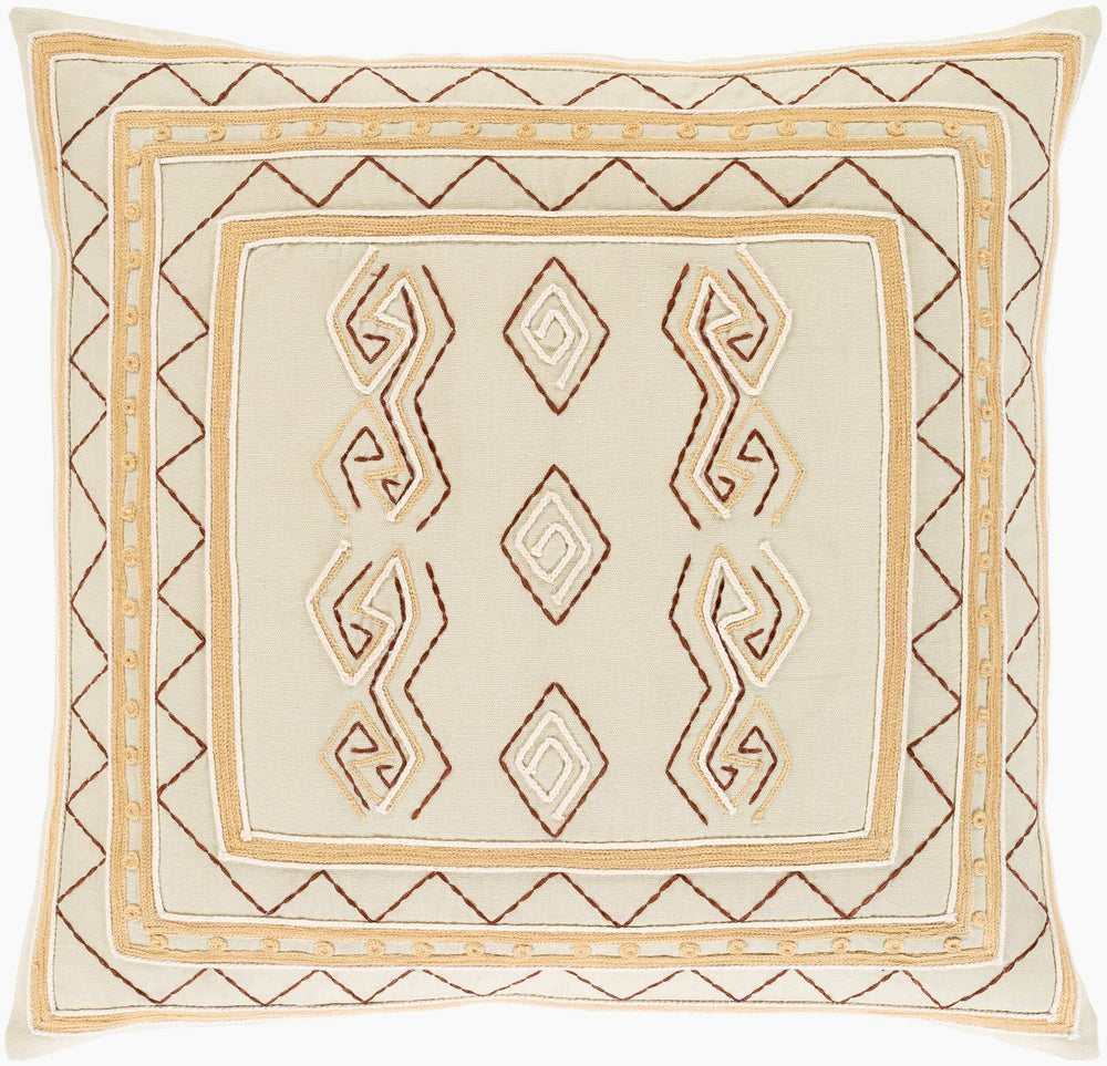 Surya Zulu Accent Pillow - Luxurious 18" X 18" Cotton Cushion For Elegant Home Décor And Style Beige Cotton,Cotton Zlu002-2020p
