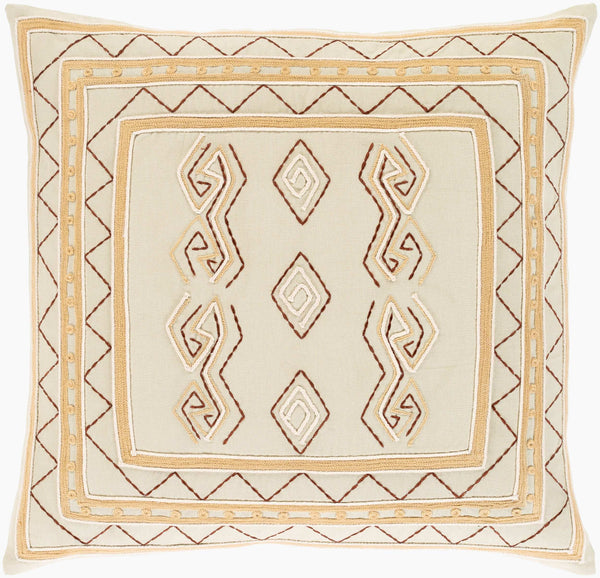 Surya Zulu Accent Pillow - Luxurious 18" X 18" Cotton Cushion For Elegant Home Décor And Style Beige Cotton,Cotton Zlu002-2020p
