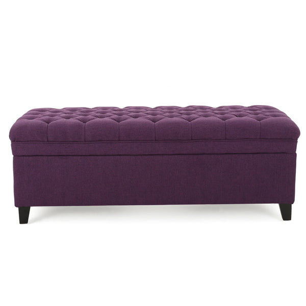English Elm Juliana Rectangular Storage Ottoman Upholstered Lift Top for Living Room Seating 57741.00PUR