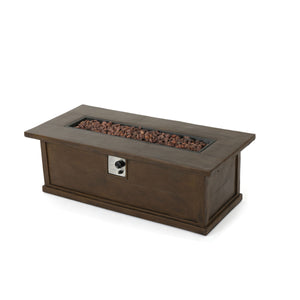 English Elm 56" Outdoor Rectangular Propane Fire Pit 50000 Btu Mgo Concrete Wood Grain Patio 57570.00BRN-50K