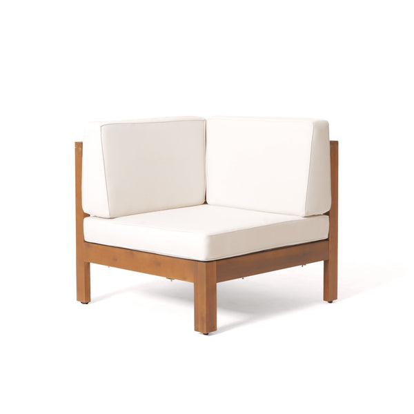 English Elm Brava Acacia Hardwood Outdoor Sectional Set with Cross-back Design and Weather-resistant Frame 57967-8BEI-64489BGE-64496.00