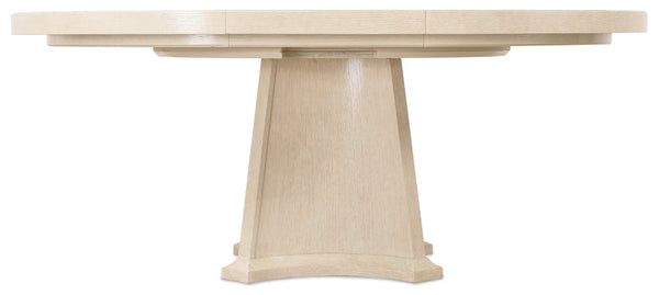 Hooker Furniture Westwood Polished Limestone Round Dining Table With 20" Leaf — Pedestal Base, Modern Oak Veneer 6133-75221-80