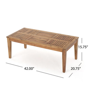 English Elm Christopher Knight Home® - HAMPTON Acacia Wood Coffee Table with Slat Top, Weather-Resistant Durable Hardwood, 44.9" L Natural 60399.00