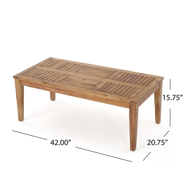 English Elm Christopher Knight Home® - HAMPTON Acacia Wood Coffee Table with Slat Top, Weather-Resistant Durable Hardwood, 44.9" L Natural 60399.00