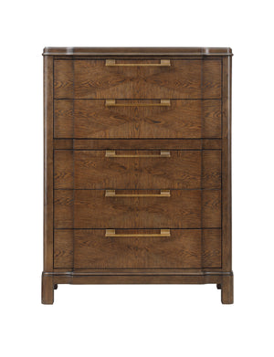 English Elm Steve Silver - Milan Modern Dark Brown Wood Chest with Sunburst Veneer, Antique Bronze Hardware, Whisper-Smooth Drawers B081P157415