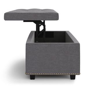 English Elm Hamilton Lift Top Storage Ottoman - Stylish Slate Grey With Tufted Design & Hidden Storage Compartment B136P159065