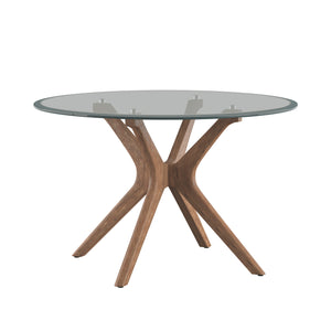 Homelegance By Top-Line Martine Mid-Century Walnut Finish Round Dining Table Walnut Rubberwood