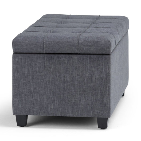 English Elm Sienna Storage Ottoman Bench - Stylish Slate Grey Upholstered Seating & Hidden Storage Solution B136P159117-GIGA