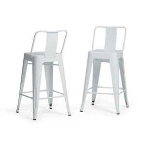 English Elm Rayne - Set Of 2 Stylish White Metal Counter Height Stools For Modern Kitchens & Bars B136P159485-GIGA