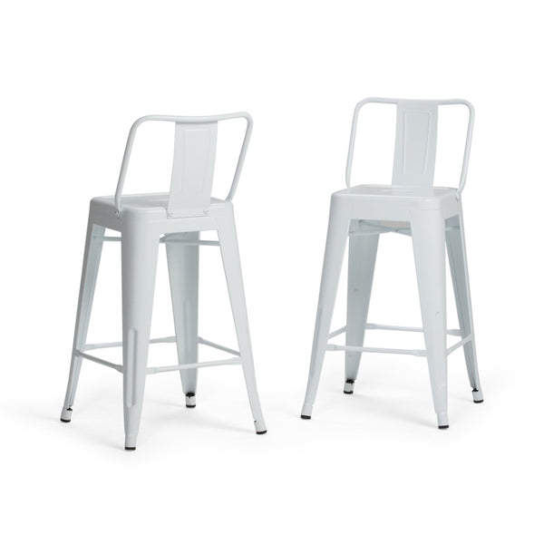 English Elm Rayne - Set Of 2 Stylish White Metal Counter Height Stools For Modern Kitchens & Bars B136P159485-GIGA