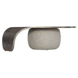 Bernhardt Bernhardt Teardrop Cocktail Table With Graphite Cast Aluminum Top & Sand Grey Concrete Base, Modern Artful Statement 309013