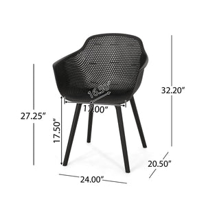 English Elm Christopher Knight Home® - LOTUS modern outdoor dining chair with weather-resistant polypropylene, perforated diamond pattern comfort and stability Black 23.5 L x 23.5 W x 22.5 H 69068.00BLK