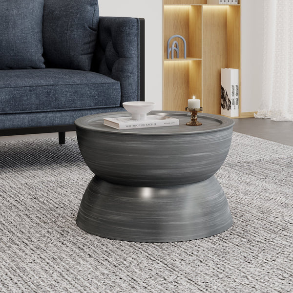 English Elm Christopher Knight Home® - METAL Hourglass Coffee Table with Brushed Antique Brown Finish, Hammered Iron Texture, Durable Edge Trim Antique Silver 72227.00