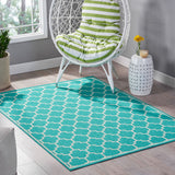 Christopher Knight Home® - Noble House - Eupora 5'3" X 7' Indoor Area Rug, Teal and Ivory