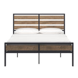 Homelegance By Top-Line Daxton Low Profile Metal Platform Bed with Wood Finish Panels Black Metal