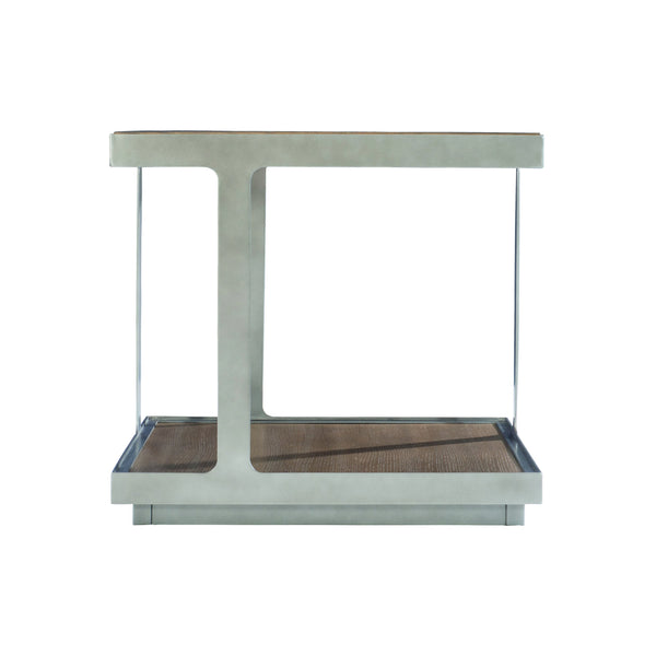 Bernhardt Bernhardt Belvedere End Table Portobello Oak & Antique Pewter Frame — Mid‑Century Modern Accent, 26" 590122