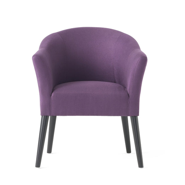 English Elm Arm Chair Plum Fabric Upholstered Accent Seat with Black Birch Legs for Living Room 59258.00PLU