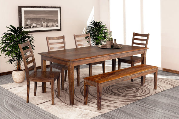 Porter Designs Porter Sonora Solid Sheesham Wood Dining Table - Handcrafted Elegance With Rich Color Variation Brown Wood 07-196-01-9740