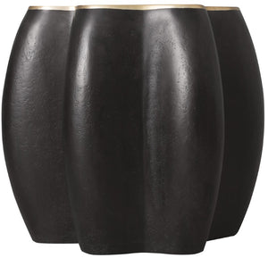 Hooker Furniture Melange Sculptural Even & Flow End Table With Gold-Leaf Top, Inset Glass, Black Base For Eclectic Style 628-80587-99