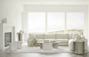 Bernhardt Bernhardt Sculptural Ash Hair-On-Hide Ottoman With Stitched Round Seat & Polished Stainless Base N1501O